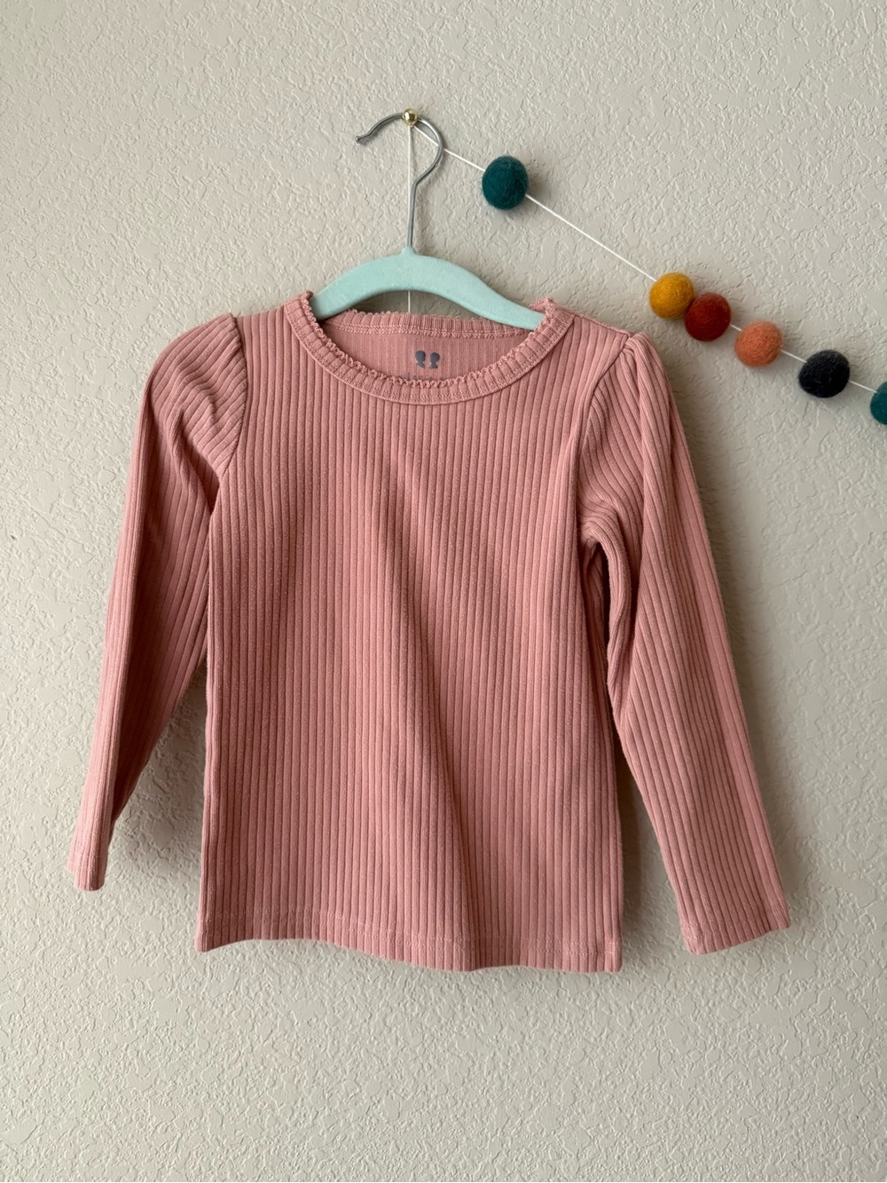 Holley + Sage ribbed long sleeve pink shirt